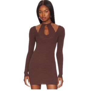 Revolve Camila Coehlo Allora Mini Dress in Chocolate